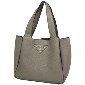 Prada Vitello Dino Handbag Leather Tote Bag Greige